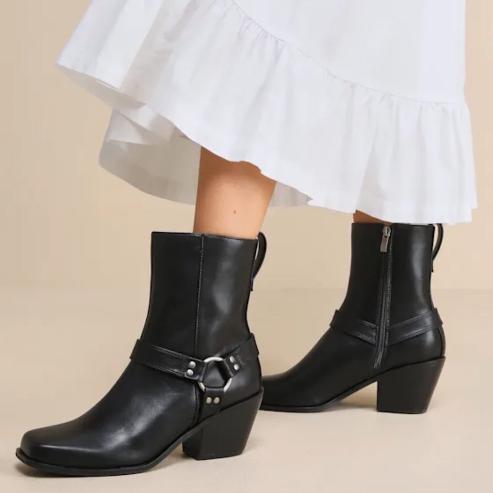 NIB Lulu's Sammson Black Mid-Calf Moto Boots - 6.5